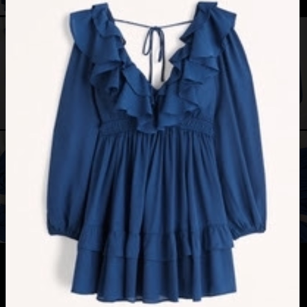 ABERCROMBIE & FITCH Women's Long-Sleeve Ruffle Mini Dress